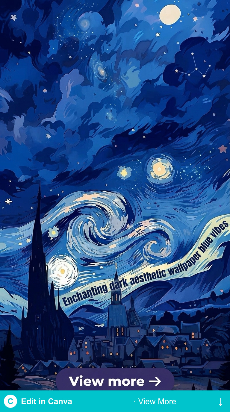 dark aesthetic wallpaper blue starry night mystical digital art