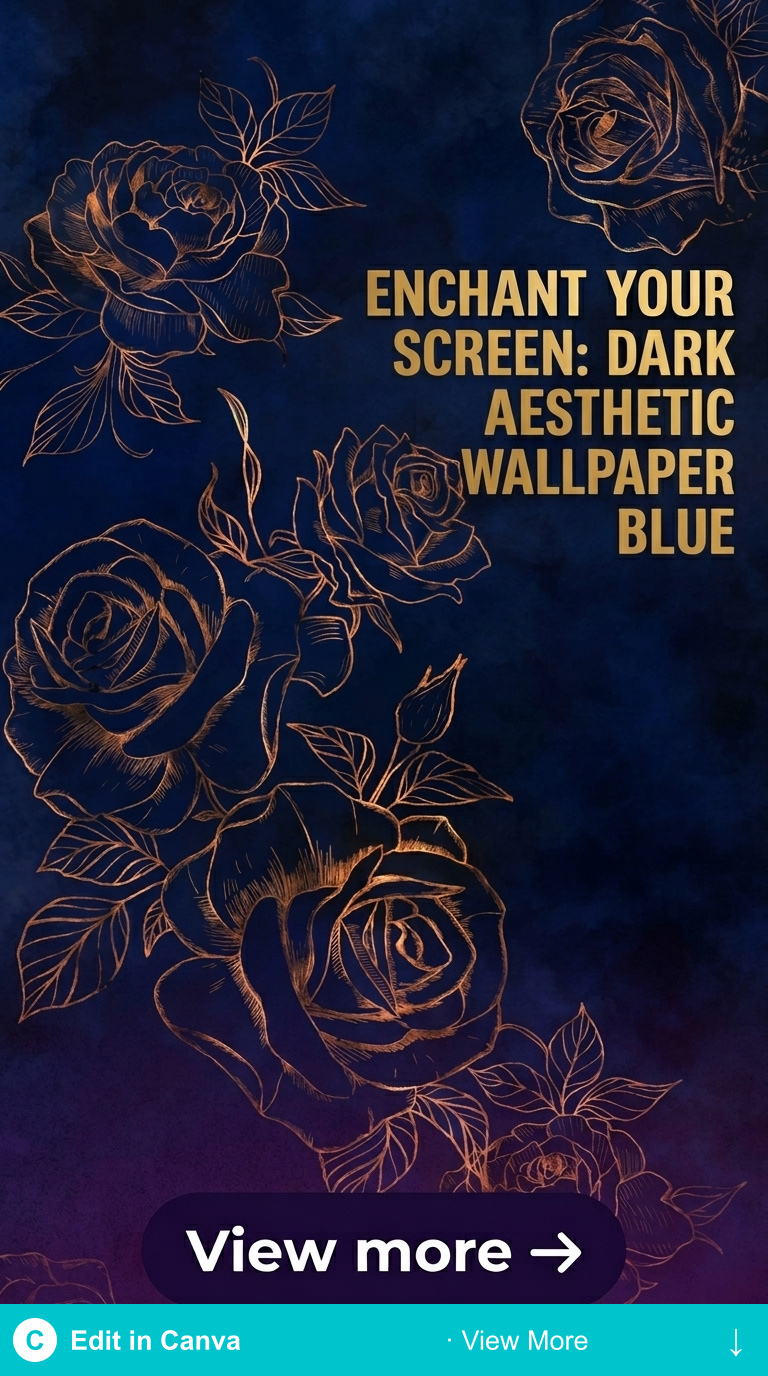 dark aesthetic wallpaper blue enchanted roses gold foiling
