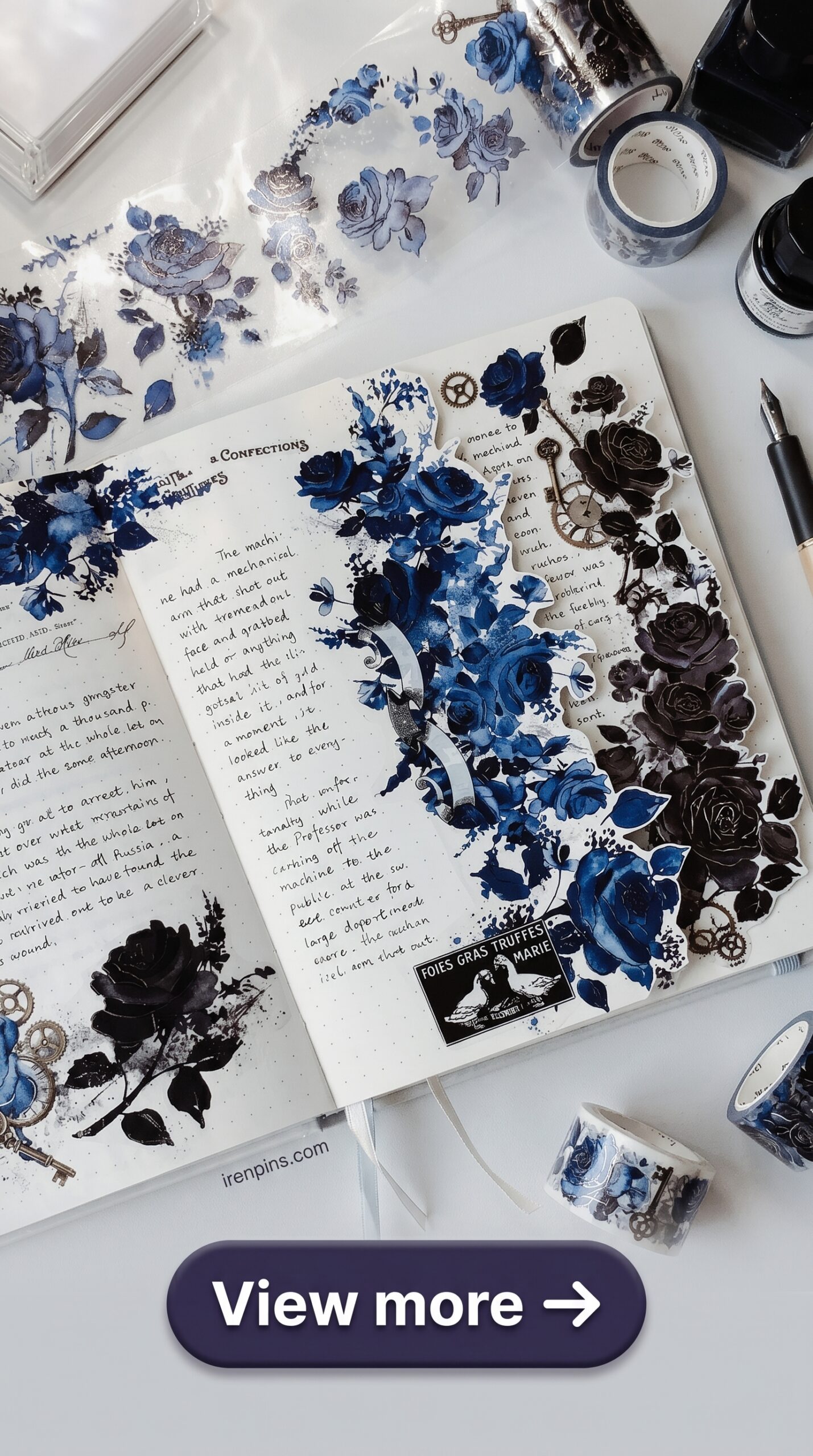 dark scrapbook ideas moody artistic black blue floral accents printable