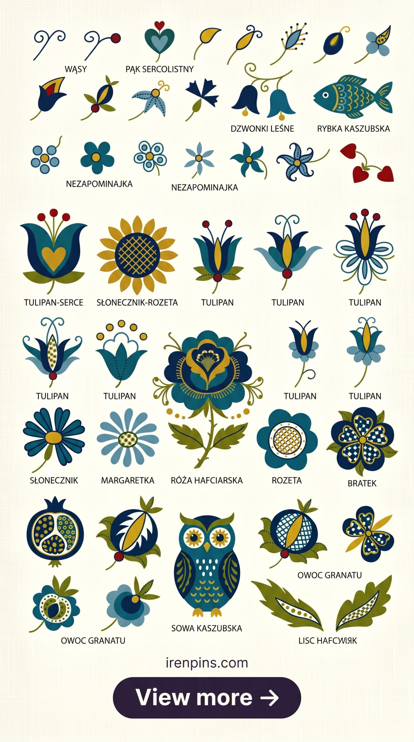 floral folk art style elegant blue yellow flower design SVG printable