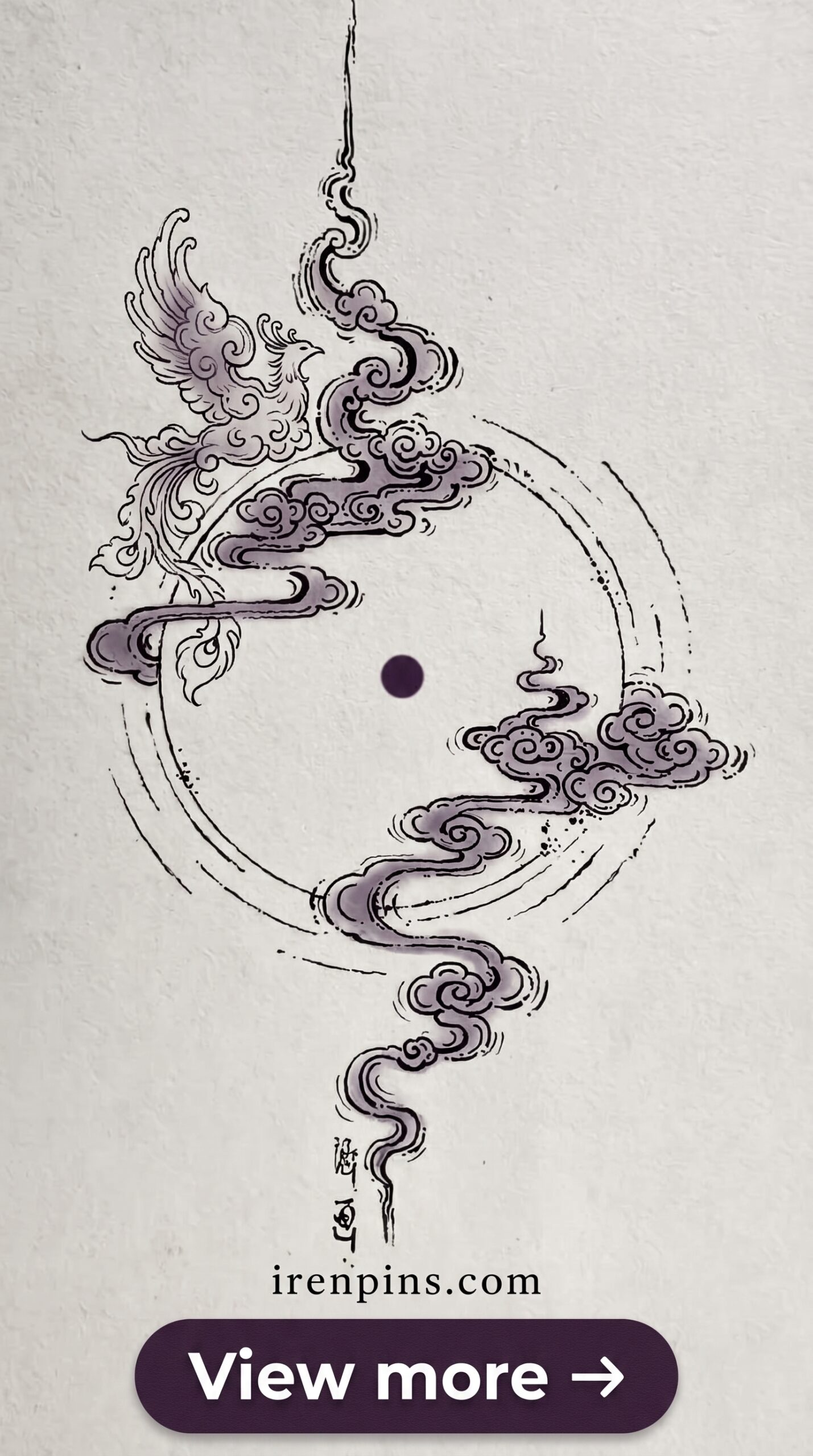 mystical botanical illustration enchanting ink spiral design printable editable
