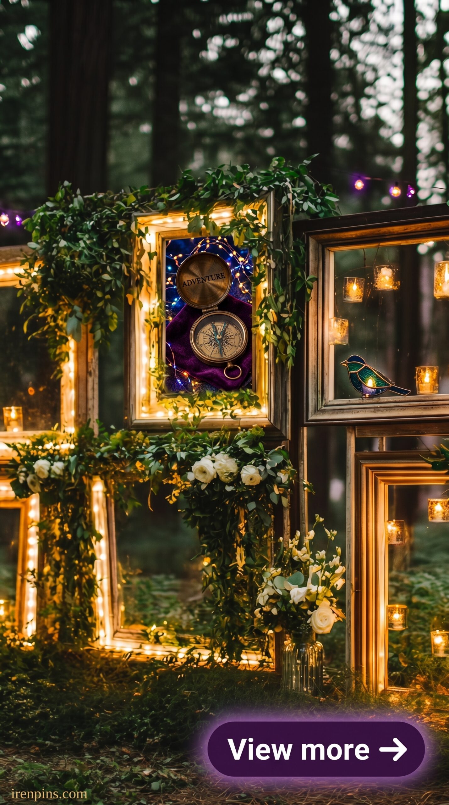 mystical forest photography lighted frames flowers greenery overlay printable
