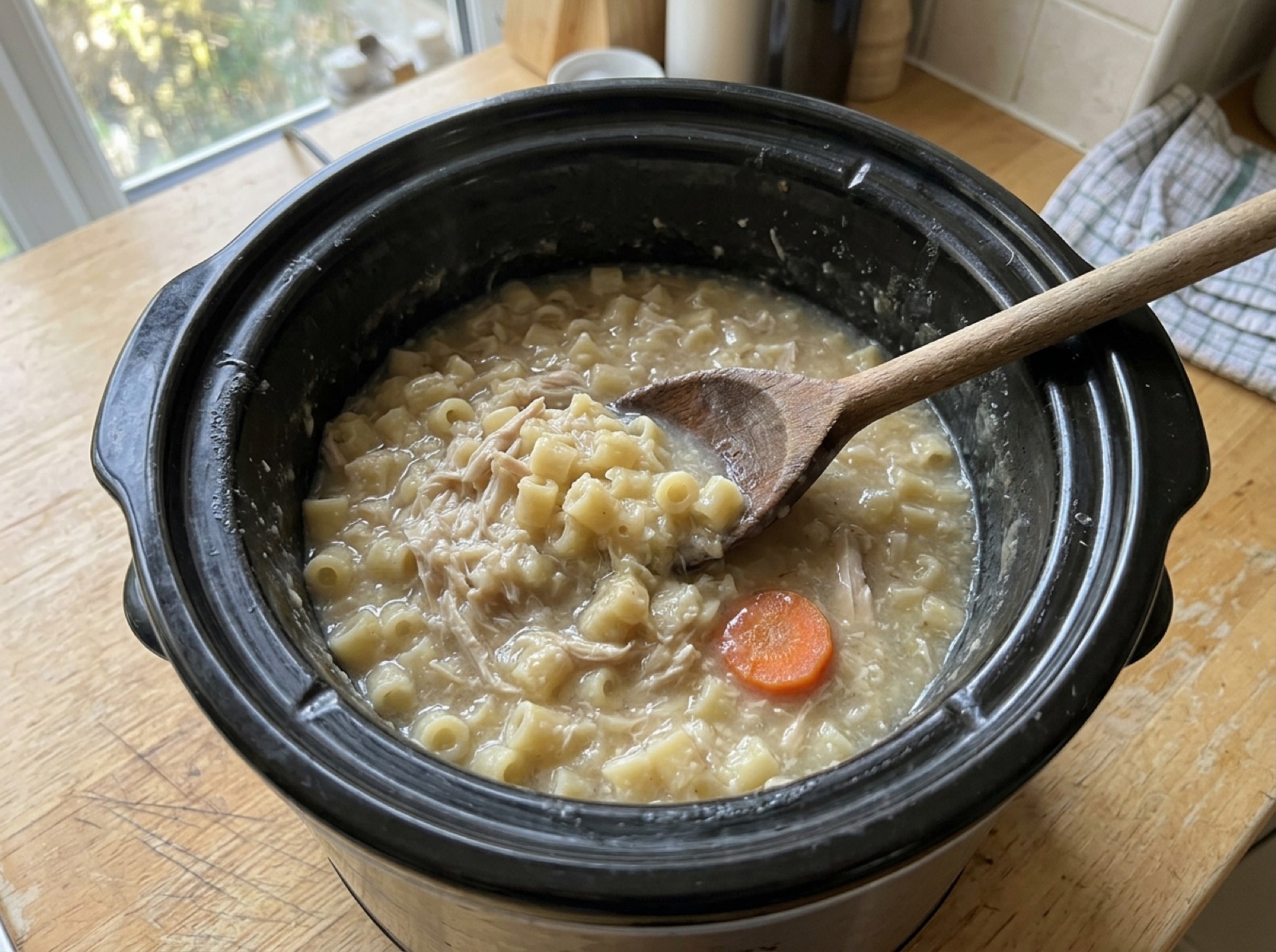 Pasta added too early turned to mush in crockpot soup